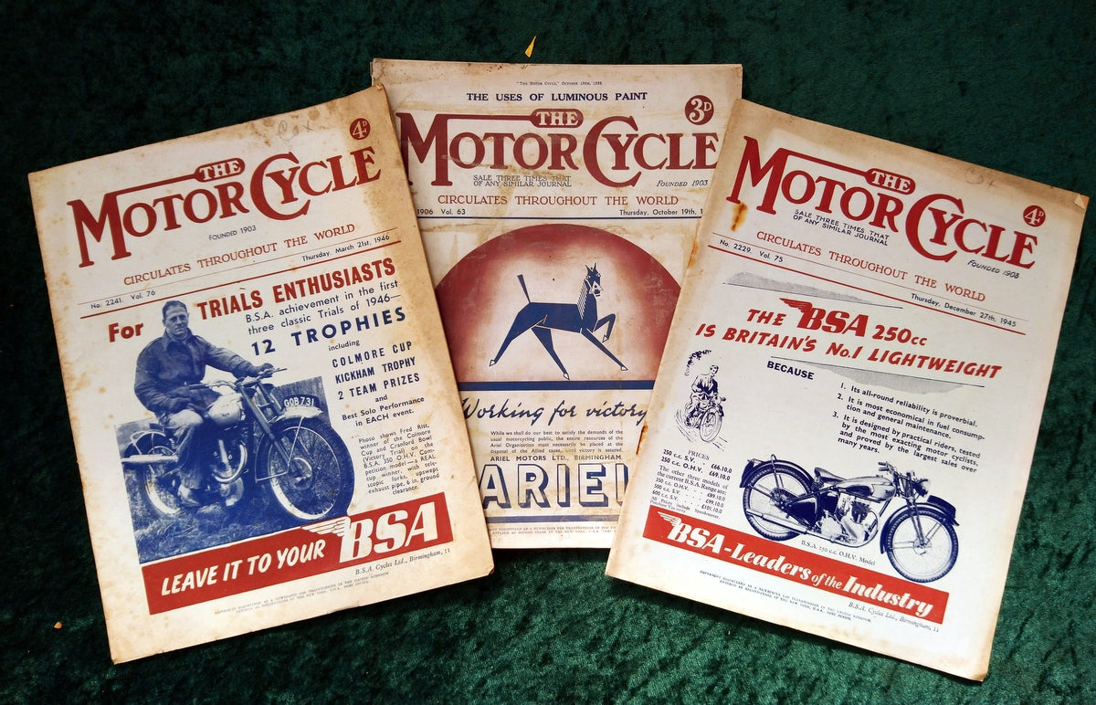 Motor Cycle Magazine Lot of 3 Issues 1939/45/46. (M509)