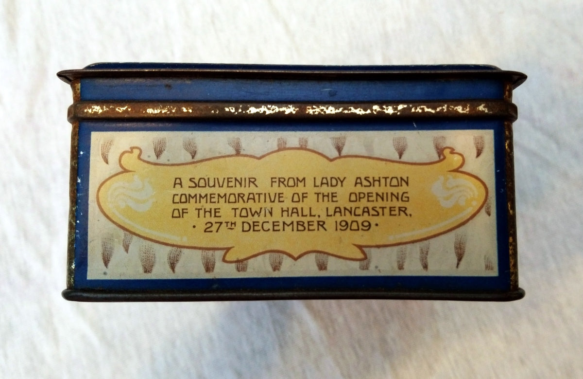 Lancaster Town Hall Opening 1909 Vintage Tin. (ref nos049)