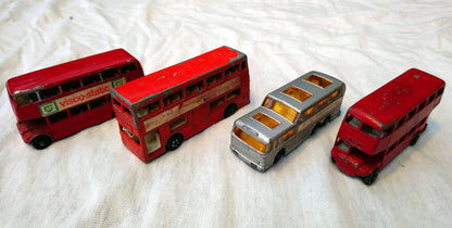 Lot of 4 Bus Models Matchbox size. (ref Nos139)
