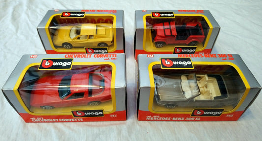 Burago Model Cars, Lot of 4. (ref Nos130)
