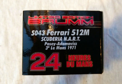 Ferrari 512M 24 Heurs Du Mans. 1/43 Scale Model by Brumm. (ref Nos132)
