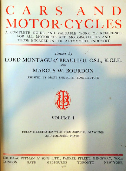 Cars & Motor Cycles 1928. 3 Volumes. Rare. (ref b217)