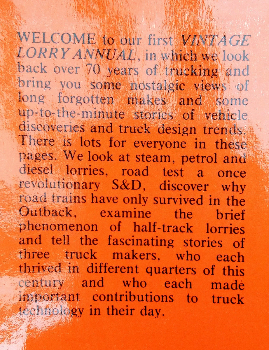 Vintage Lorry Annual by Nick Baldwin. Number 1 (ref b365)