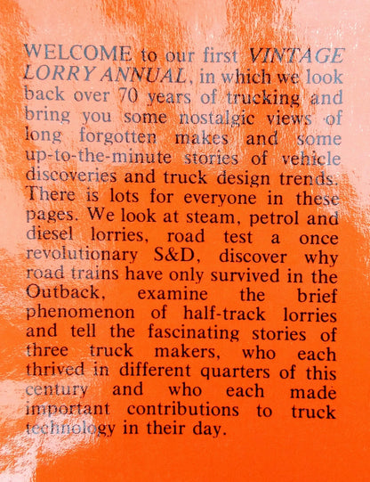 Vintage Lorry Annual by Nick Baldwin. Number 1 (ref b365)