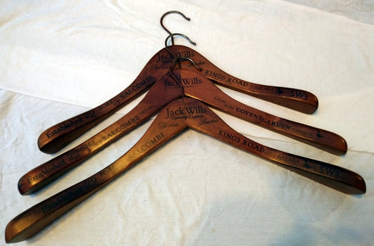 Set of 3 Jack Wills Vintage wooden Coat Hangers. (ref Nos149)