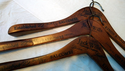Set of 3 Jack Wills Vintage wooden Coat Hangers. (ref Nos149)