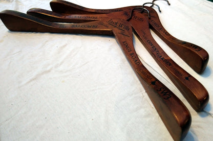 Set of 3 Jack Wills Vintage wooden Coat Hangers. (ref Nos149)