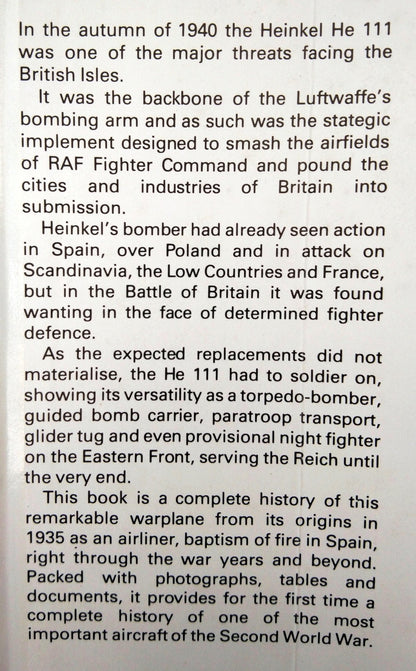 Heinkel He111 A Documentary History by Heinz Nowarra. (ref b333)