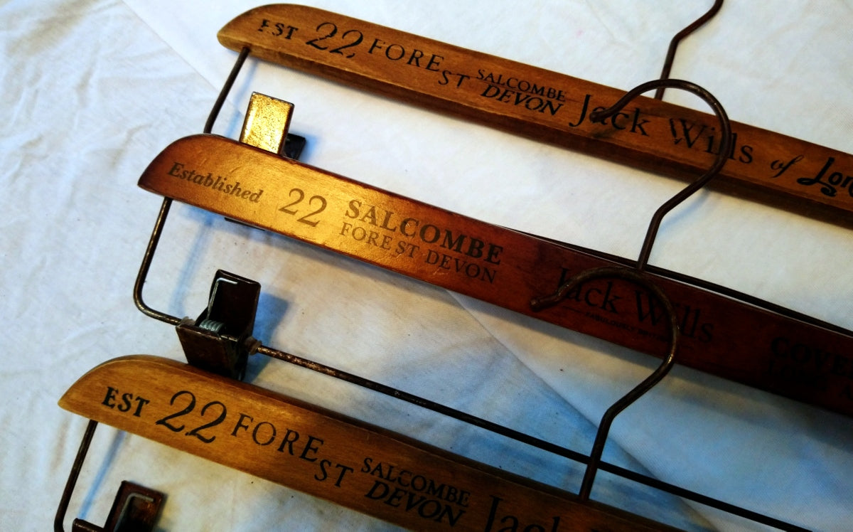 Set of 3 Jack Wills Vintage wooden Trouser Hangers. (ref Nos150)