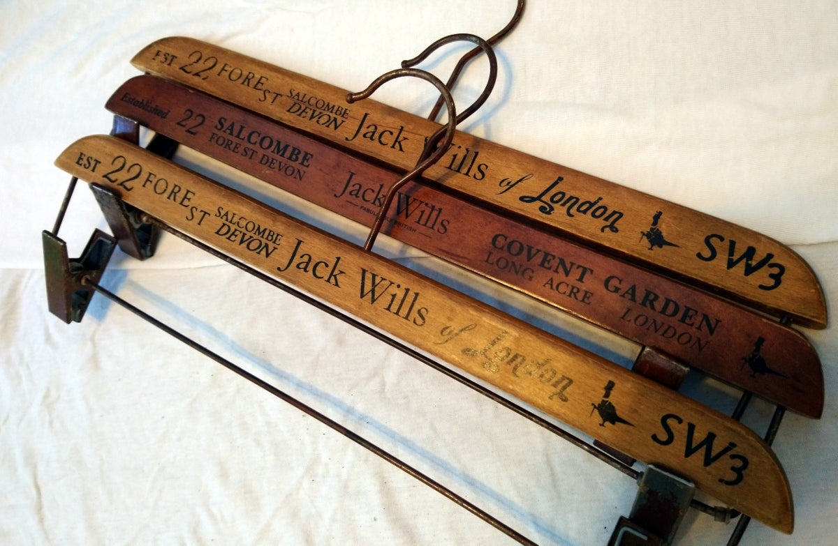 Set of 3 Jack Wills Vintage wooden Trouser Hangers. (ref Nos150)
