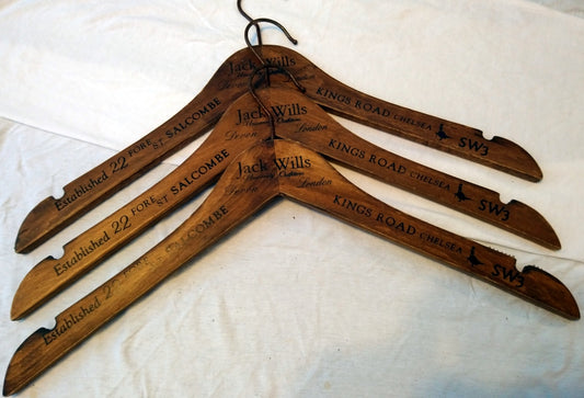 Set of 3 Jack Wills Vintage wooden Coat Hangers. (ref Nos148)