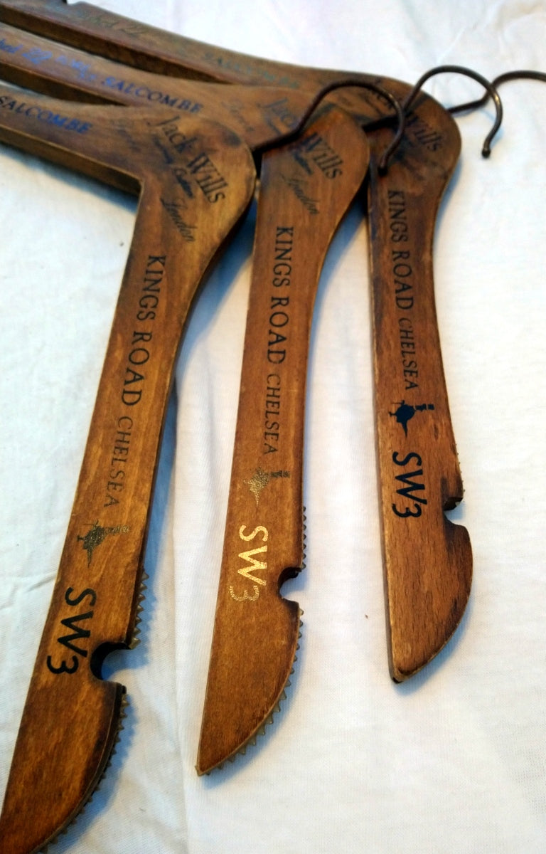 Set of 3 Jack Wills Vintage wooden Coat Hangers. (ref Nos148)