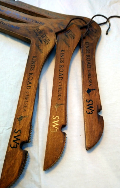 Set of 3 Jack Wills Vintage wooden Coat Hangers. (ref Nos148)