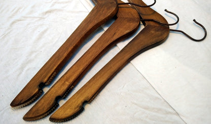 Set of 3 Jack Wills Vintage wooden Coat Hangers. (ref Nos148)