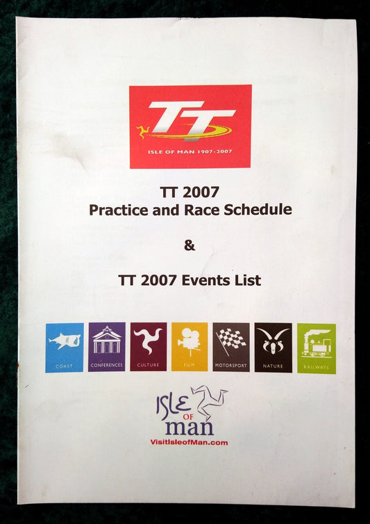 TT Isle of Man Practice and Race Schedule & 2007 Events List (M254)