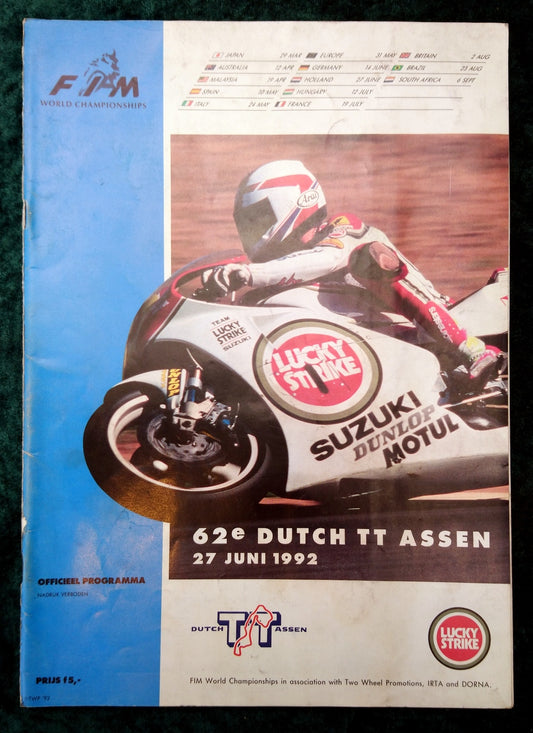 Dutch TT Assen. 1992 Official Programme. (M285)