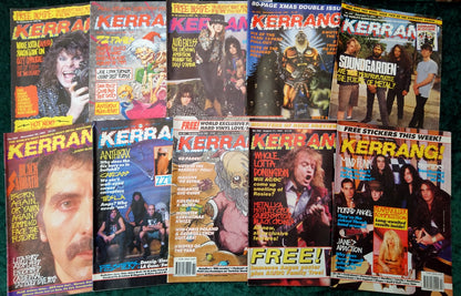 Kerrang! Rock and Metal Magazine. Collection of 10 from 1989, 90, 91. (MC129)