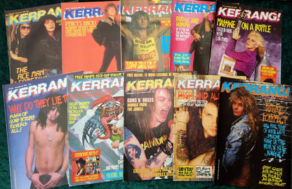 Kerrang! Rock and Metal Magazine. Collection of 10 from 1987, 88, 90. (MC130)