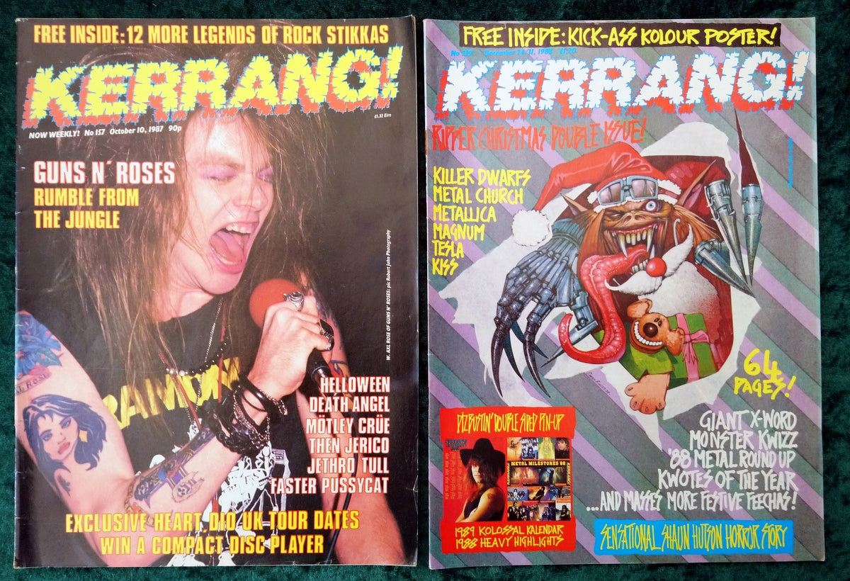 Kerrang! Rock and Metal Magazine. Collection of 10 from 1987, 88, 90. (MC130)