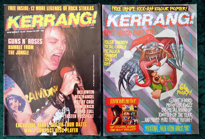 Kerrang! Rock and Metal Magazine. Collection of 10 from 1987, 88, 90. (MC130)