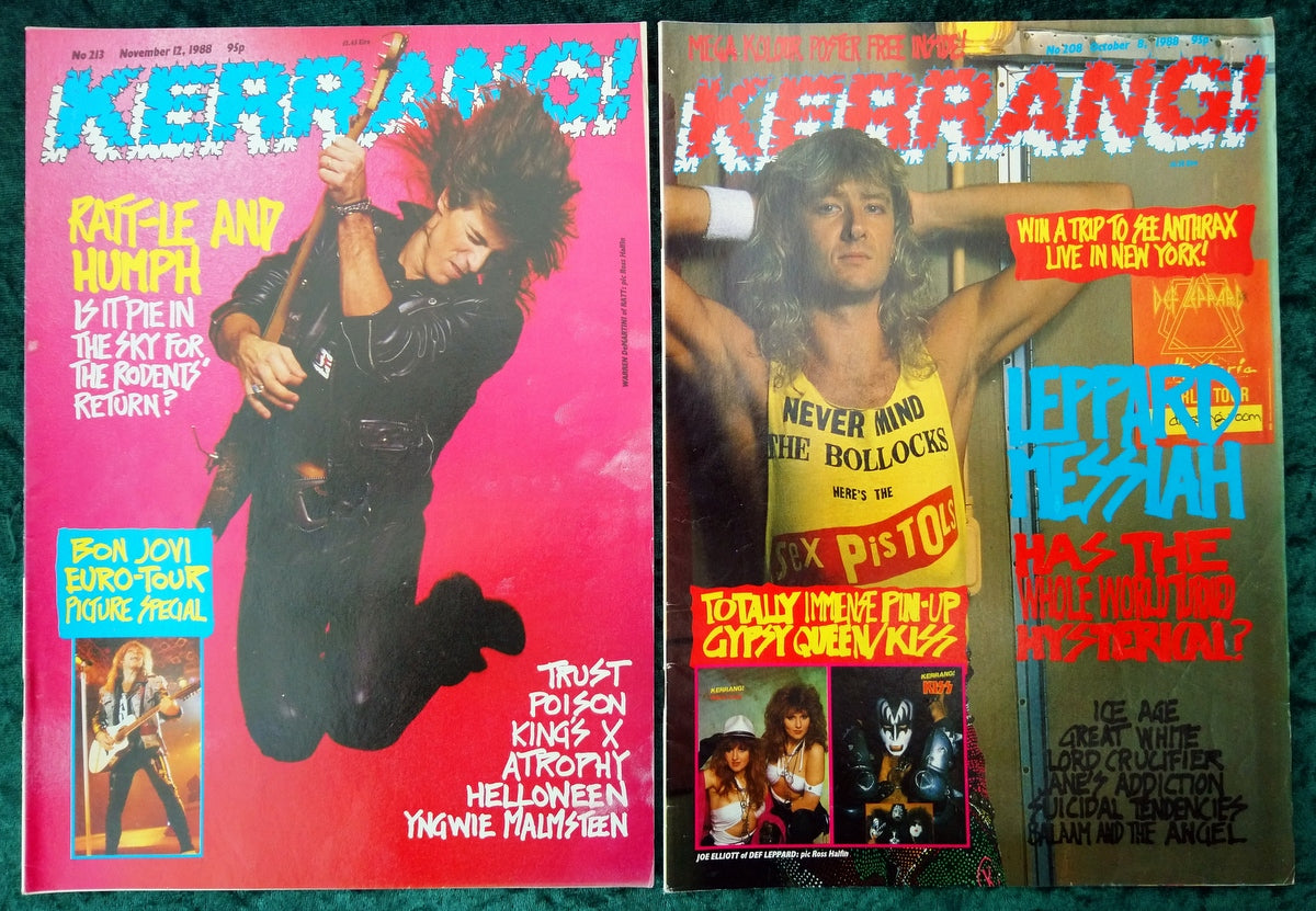 Kerrang! Rock and Metal Magazine. Collection of 10 from 1987, 88, 90. (MC130)