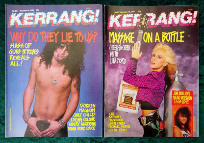 Kerrang! Rock and Metal Magazine. Collection of 10 from 1987, 88, 90. (MC130)