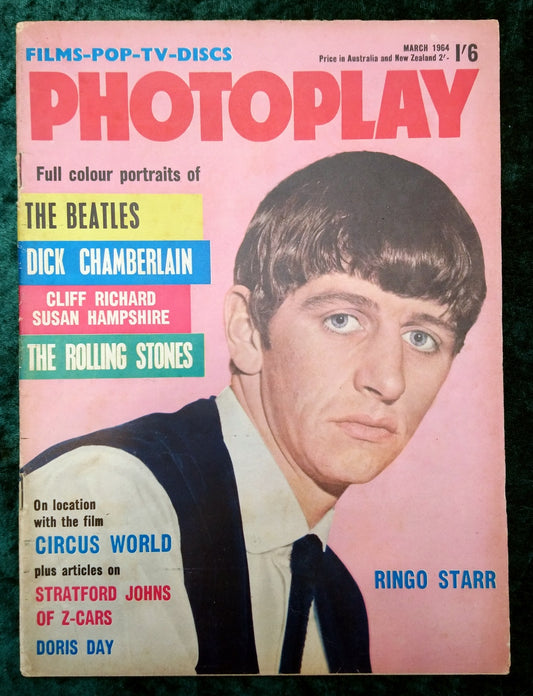 Photoplay Film Magazine. March 1964. Cover Ringo Starr. (M308)