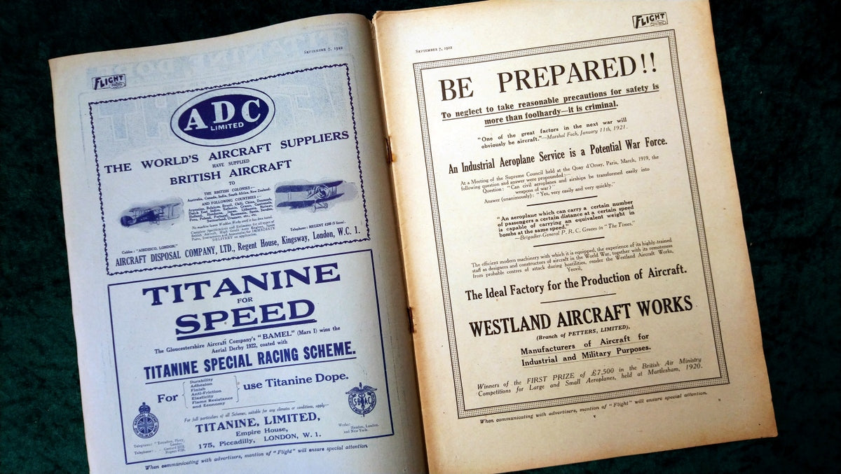 Flight Magazine September 7th 1922. (M525)