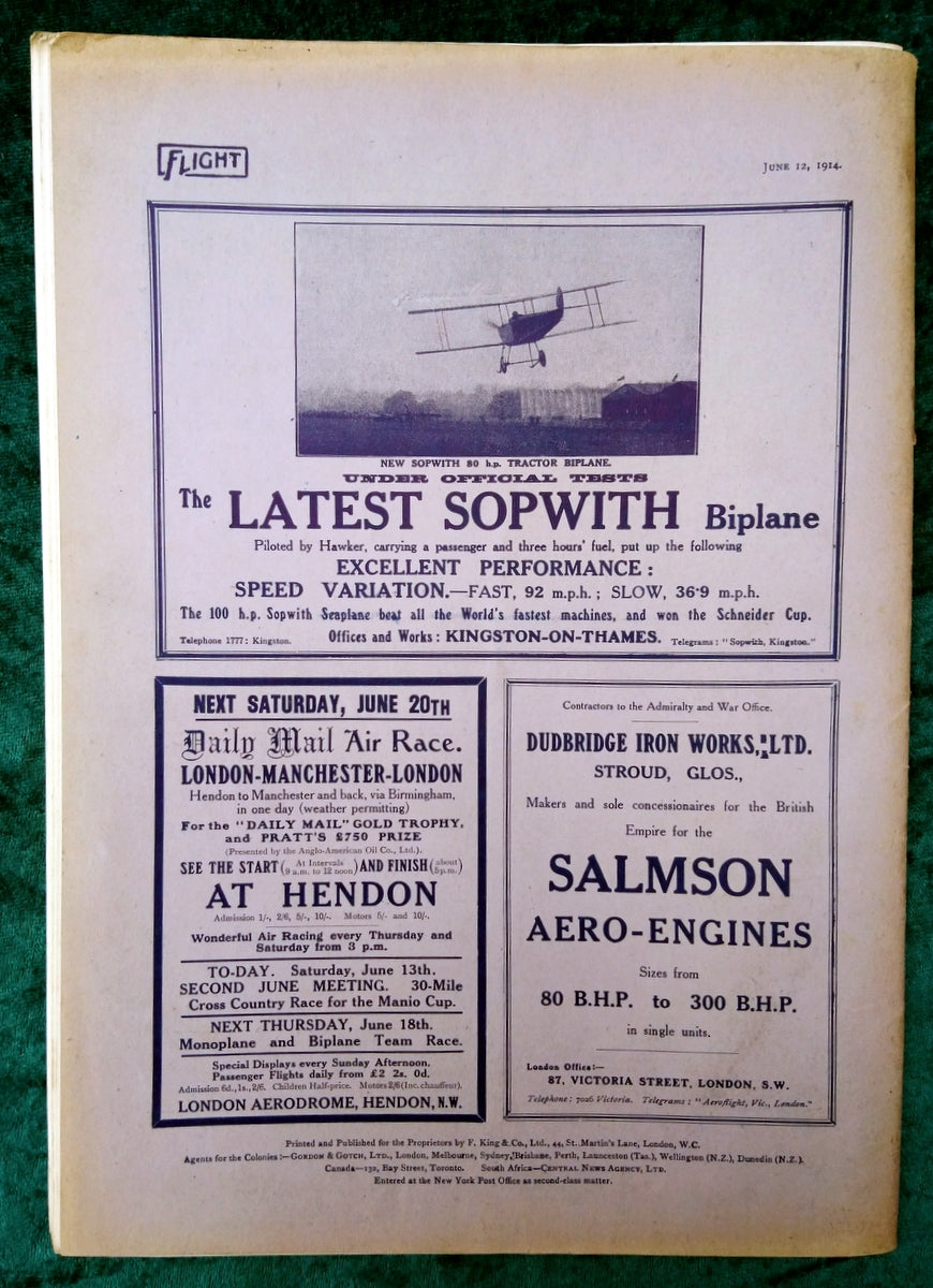 Flight Magazine June 12th 1914. (M526)