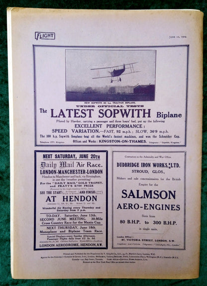 Flight Magazine June 12th 1914. (M526)