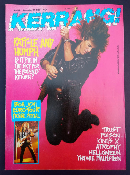 Kerrang Magazine No.213 Nov 12th. 1988 On The Cover, Warren DeMartini. (M326)