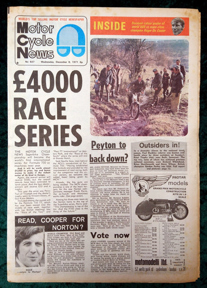 Motor Cycle News Paper. Lot of 3 from 1971. (XLM013)