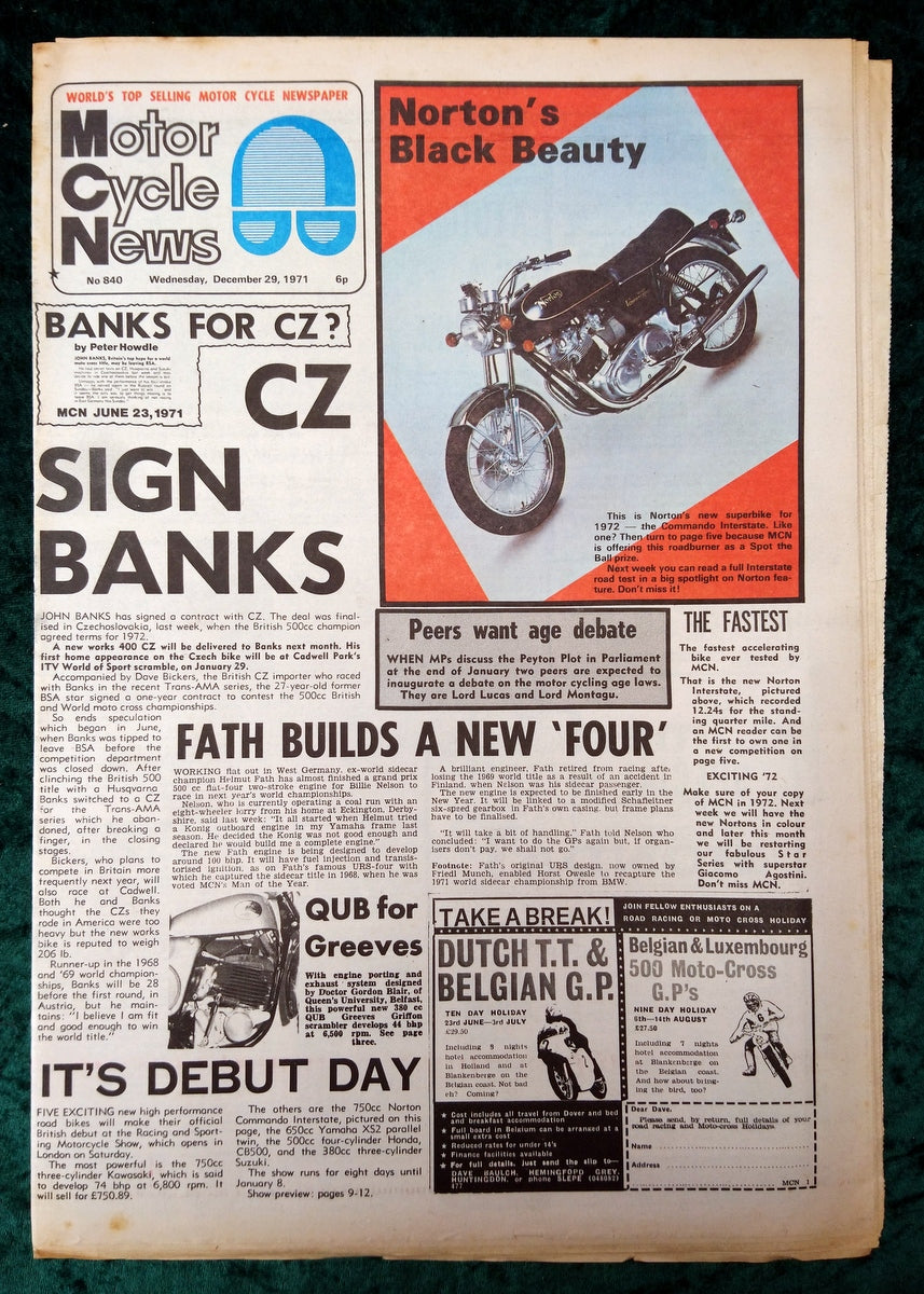 Motor Cycle News Paper. Lot of 3 from 1971. (XLM013)