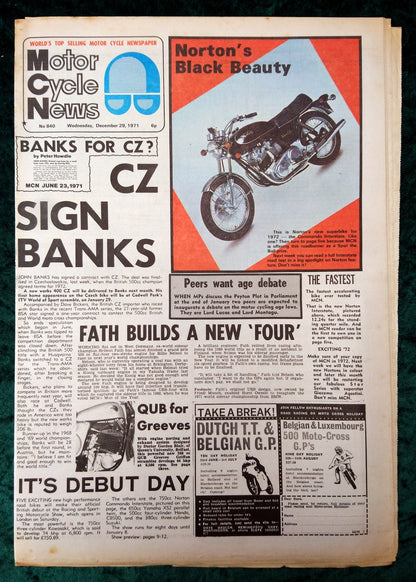Motor Cycle News Paper. Lot of 3 from 1971. (XLM013)