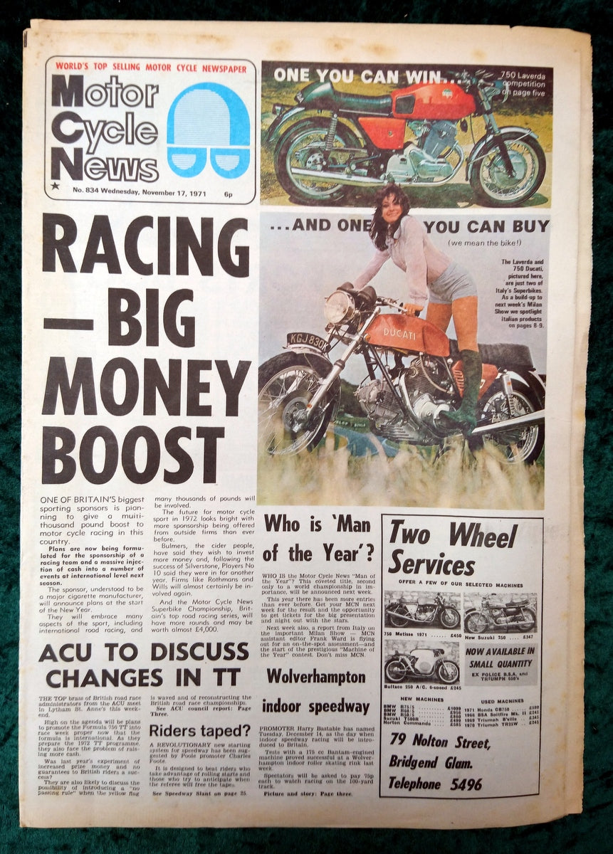 Motor Cycle News Paper. Lot of 3 from 1971. (XLM012)
