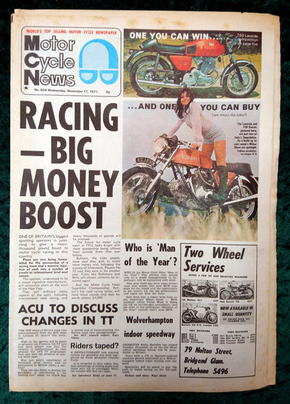 Motor Cycle News Paper. Lot of 3 from 1971. (XLM012)