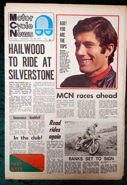 Motor Cycle News Paper. Lot of 3 from 1971. (XLM011)