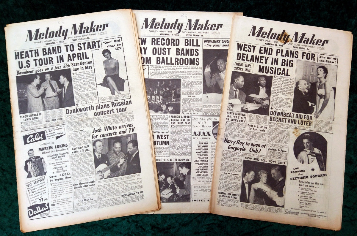 Melody Maker Magazine. Lot of 3 From 1955 (Nov 5th, 12th, 19th) . (XLM001)