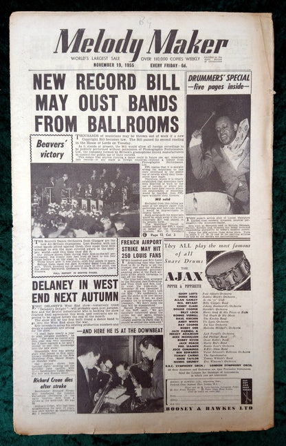 Melody Maker Magazine. Lot of 3 From 1955 (Nov 5th, 12th, 19th) . (XLM001)