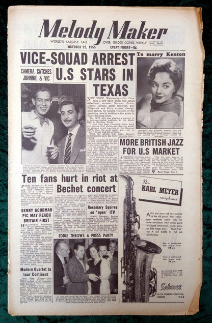 Melody Maker Magazine. Lot of 3 From 1955 (Oct 15th, 22th, 29th) . (XLM002)