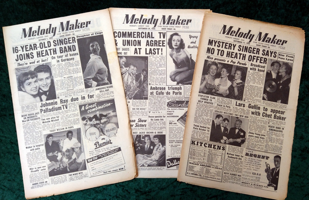 Melody Maker Magazine. Lot of 3 From 1955 (Sept 17th, 24th, Oct 1st) . (XLM003)
