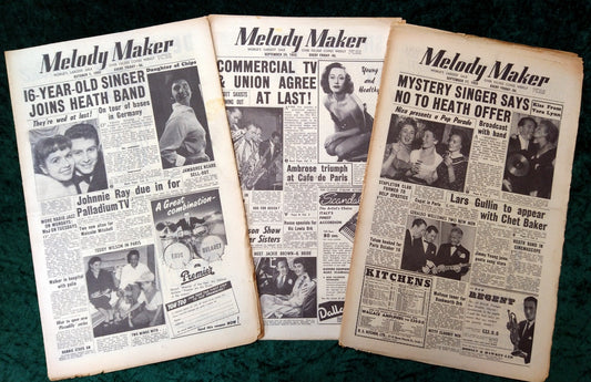 Melody Maker Magazine. Lot of 3 From 1955 (Sept 17th, 24th, Oct 1st) . (XLM003)