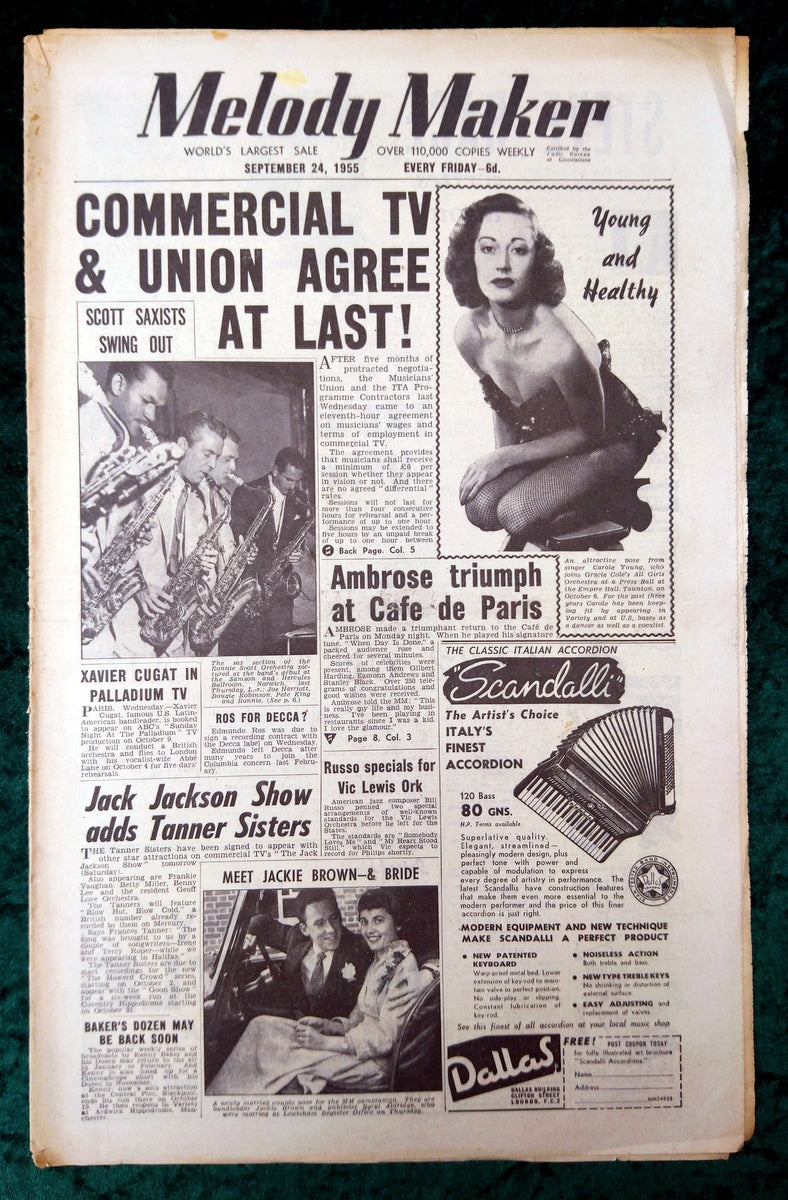 Melody Maker Magazine. Lot of 3 From 1955 (Sept 17th, 24th, Oct 1st) . (XLM003)