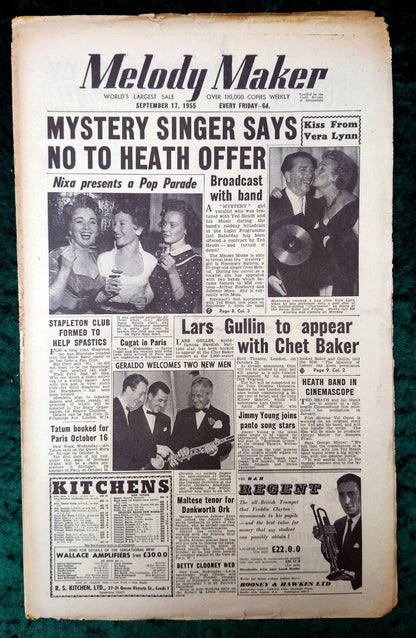 Melody Maker Magazine. Lot of 3 From 1955 (Sept 17th, 24th, Oct 1st) . (XLM003)