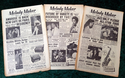 Melody Maker Magazine. Lot of 3 From 1955 (Aug 27th, Sept 3rd, 10th) . (XLM004)