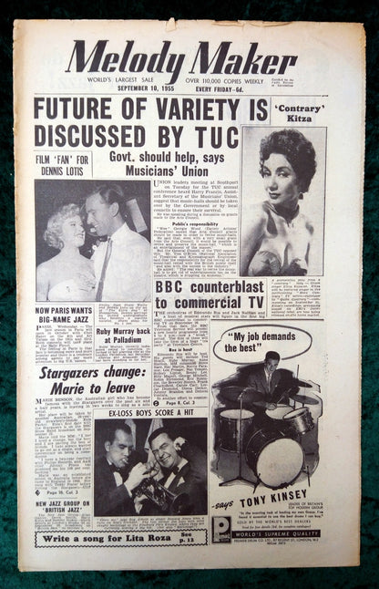 Melody Maker Magazine. Lot of 3 From 1955 (Aug 27th, Sept 3rd, 10th) . (XLM004)