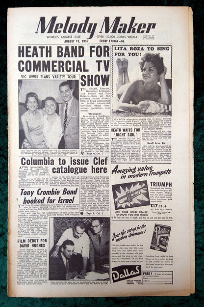Melody Maker Magazine. Lot of 3 From 1955 (Aug 6th, 13th, 20th) . (XLM005)