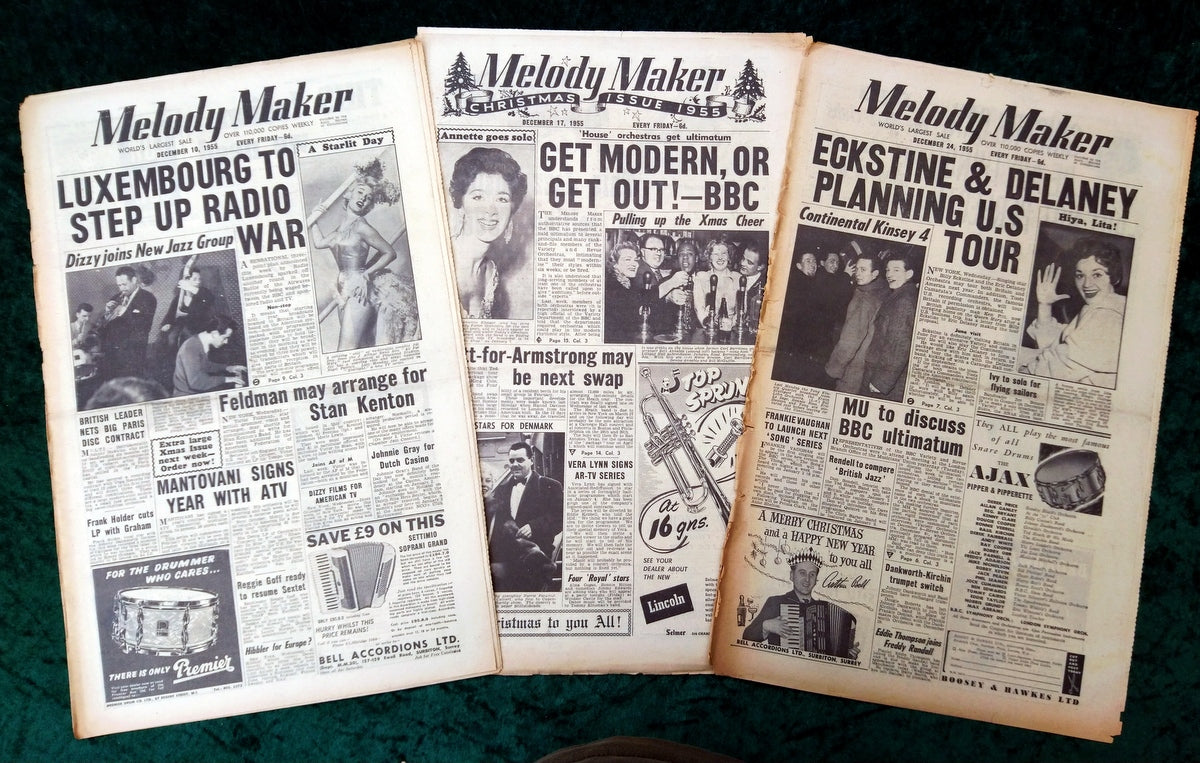 Melody Maker Magazine. Lot of 3 From 1955 (Dec 10th, 17th, 24th) . (XLM006)