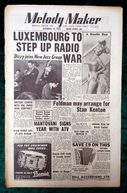 Melody Maker Magazine. Lot of 3 From 1955 (Dec 10th, 17th, 24th) . (XLM006)