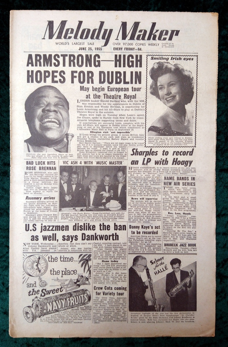 Melody Maker Magazine. Lot of 2 From July 1955. Louis Armstrong. (XLM010)